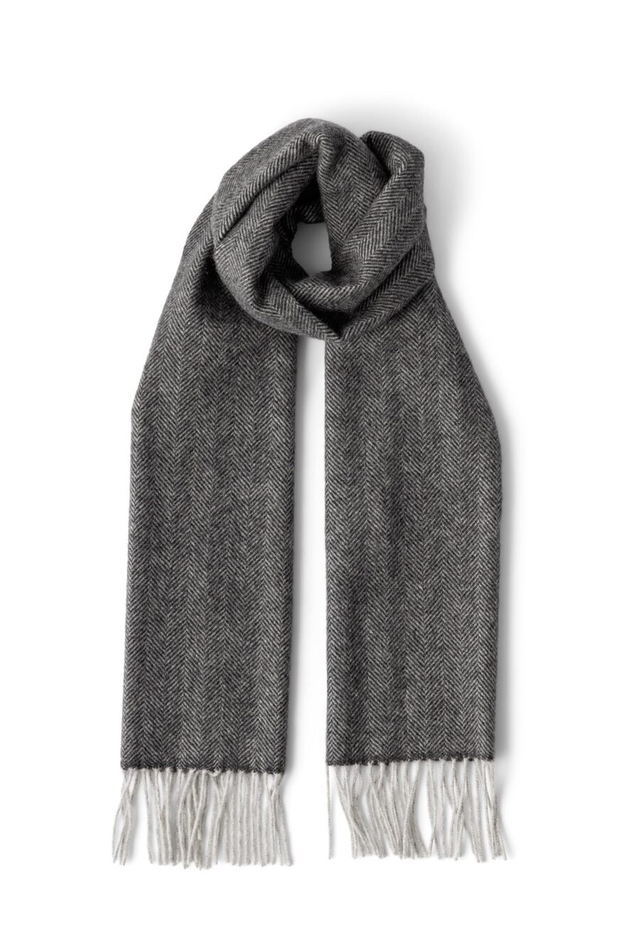 8398 100% Pure Cashmere Scarf; Super Soft and Warm Herringbone